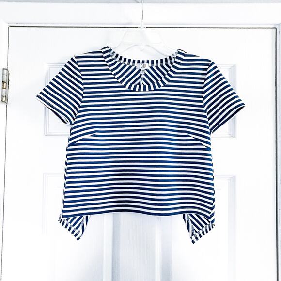 TOBI Striped Open Back Crop Top - Picture 1 of 5